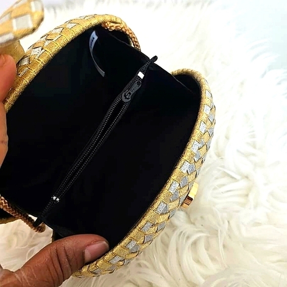 Vintage Delill Creation Evening Clutch Purse Woven Diamond Gold Silver Glitter🌴 - Picture 5 of 7